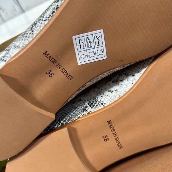 BluBlonc Maya Snake Leather Pointed-Toe Bow Flats Size 38 US 8 - Picture 10 of 10